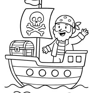 Ahoy! Bunte Piratenschiff Ausmalbild