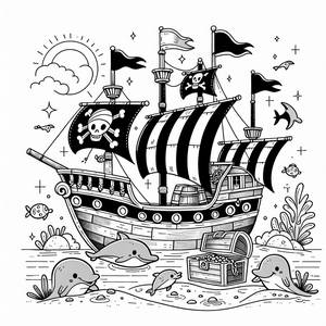 Ahoi Freund! Piratenschiff Malvorlage