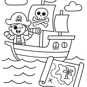 Ahoi! Piratenschiff Ausmalbild