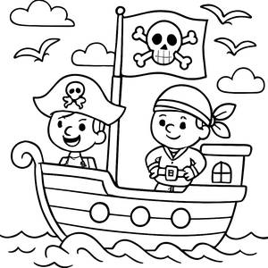 Ahoi! Piratenschiff Ausmalbild