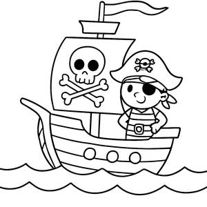 Ahoy Matey! Pirate Ship Coloring Page