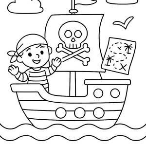 ¡Ahoy Amigo! Página para Colorear de un Barco Pirata