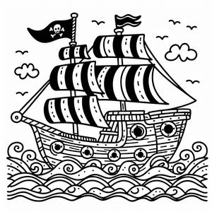 Ahoi! Piratenschiff Ausmalbild