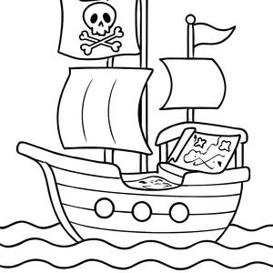 Ahoy! Página para Colorir do Navio Pirata