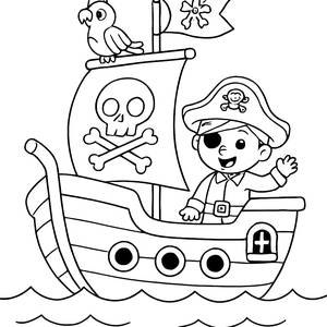 Ahoy! Página para Colorir do Navio Pirata