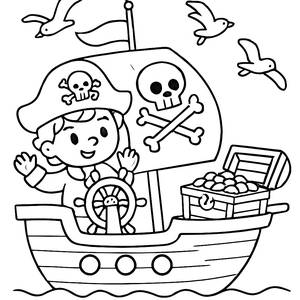 Ahoy! Pirate Ship Coloring Page Adventure