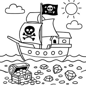 Ahoy! Pagina da Colorare della Nave Pirata