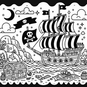 Ahoy! Pagina da Colorare della Nave Pirata
