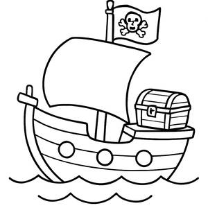 ¡Ahoy! Página para Colorear de un Barco Pirata Juguetón