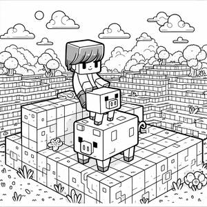 Page à Colorier d'Alex Sur un Cochon