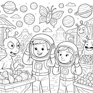 Ausmalbild vom Alien-Markt