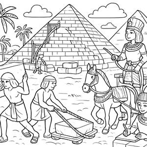 Ausmalbild der Pyramidenkonstruktion im Alten Ägypten