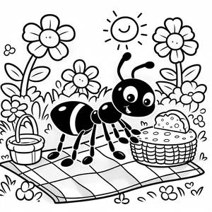 Page à Colorier d'une Fourmi Portant une Miette
