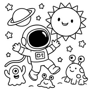 Página para Colorear: Aventura del Astronauta