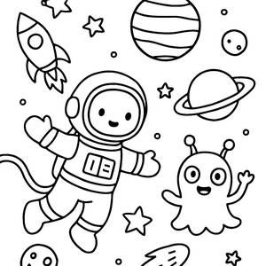 Astronauten und Alien Ausmalbild: Gemeinsam den Weltraum Entdecken!