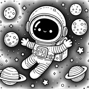 Page à Colorier Astronaute - Flottez Parmi les Étoiles !