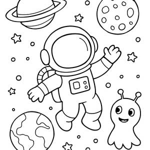Astronaute Flottant dans l'Espace - Page à Colorier Gratuite