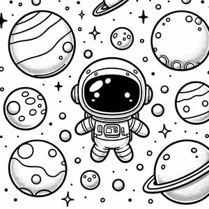 Astronaut im Weltraum Malvorlage