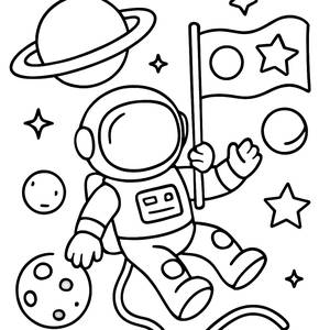 Page à Colorier Astronaute dans l'Espace