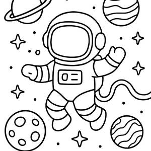 Página para Colorir de um Astronauta no Espaço