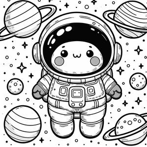 Página para Colorear de Astronauta en el Espacio