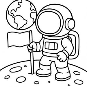 Astronaut on the Moon Coloring Page