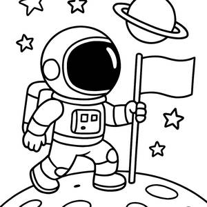Astronaut on the Moon Coloring Page