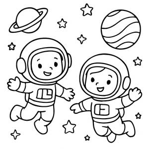 Farbseite von Astronauten im Weltraum