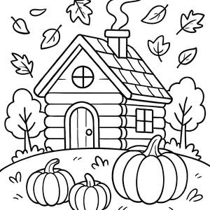 Pagina da Colorare di Cabina d'Autunno