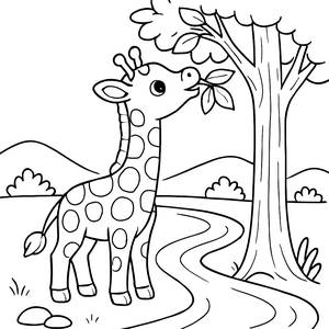 Malbuchseite für ein Baby-Giraffe