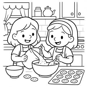 Baking Friends Coloring Page