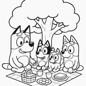 Página para Colorear del Picnic de Bandit y Chilli