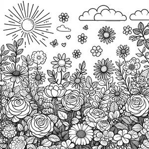 Wunderschöne Blumen Garten Ausmalbild