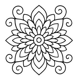 Schöne Blumen-Mandala Ausmalbild