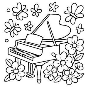 Beautiful Grand Piano Coloring Page