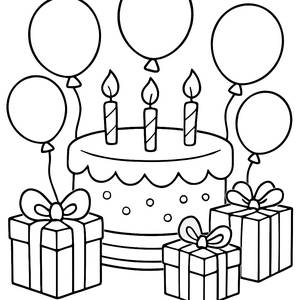 Página para Colorear de Gran Pastel de Cumpleaños