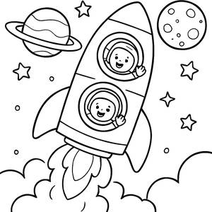 Décollage ! Page à Colorier de Fusée Gratuite