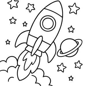 Abheben! Kostenlose Raketen-Ausmalbild