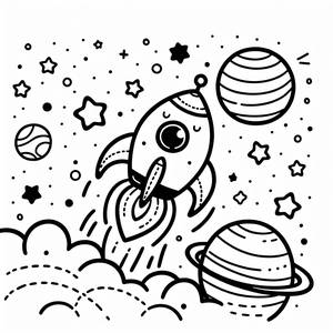 Decolagem! Página para Colorir de Foguete