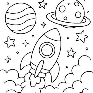 ¡Despegue! Página para Colorear Cohete