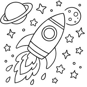 Startklar! Rakete Ausmalbild