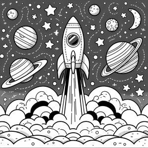 Startklar! Rakete Ausmalbild