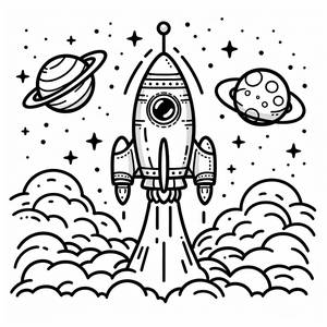 Abheben! Rakete Malvorlage