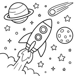 Startklar mit Unserer Raketen-Ausmalbild!