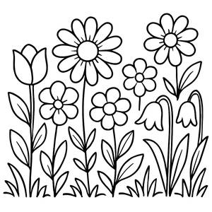 Bellezza Fiorita: Pagina da Colorare di Giardino di Fiori Gratis