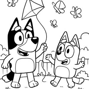Bluey and Bingo Backyard Adventure Coloring Page