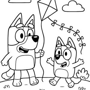 Bluey and Bingo Backyard Adventure Coloring Page