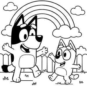 Bluey and Bingo Backyard Fun Coloring Page