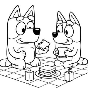 Bluey Picknick Malvorlage