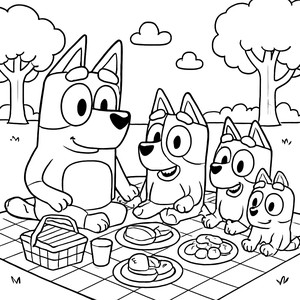Bluey Picnic Fun Coloring Page